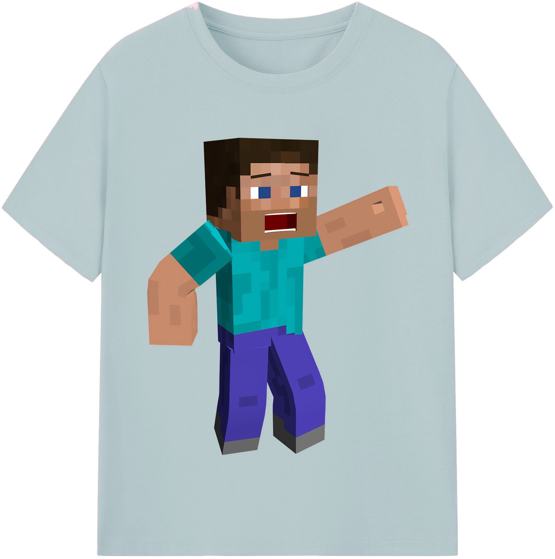 （画像用） マインクラフト ブロックの世界 Minecraft MC Block world 綿100％半袖Tシャツ（フロントプリント）
